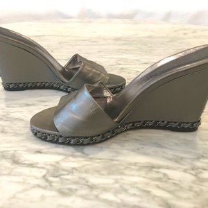 Chanel Chain Slide Wedges